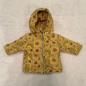 Kate Quinn Floral Quilted Jacket in Yellow and Brown Mid Century Mod Print